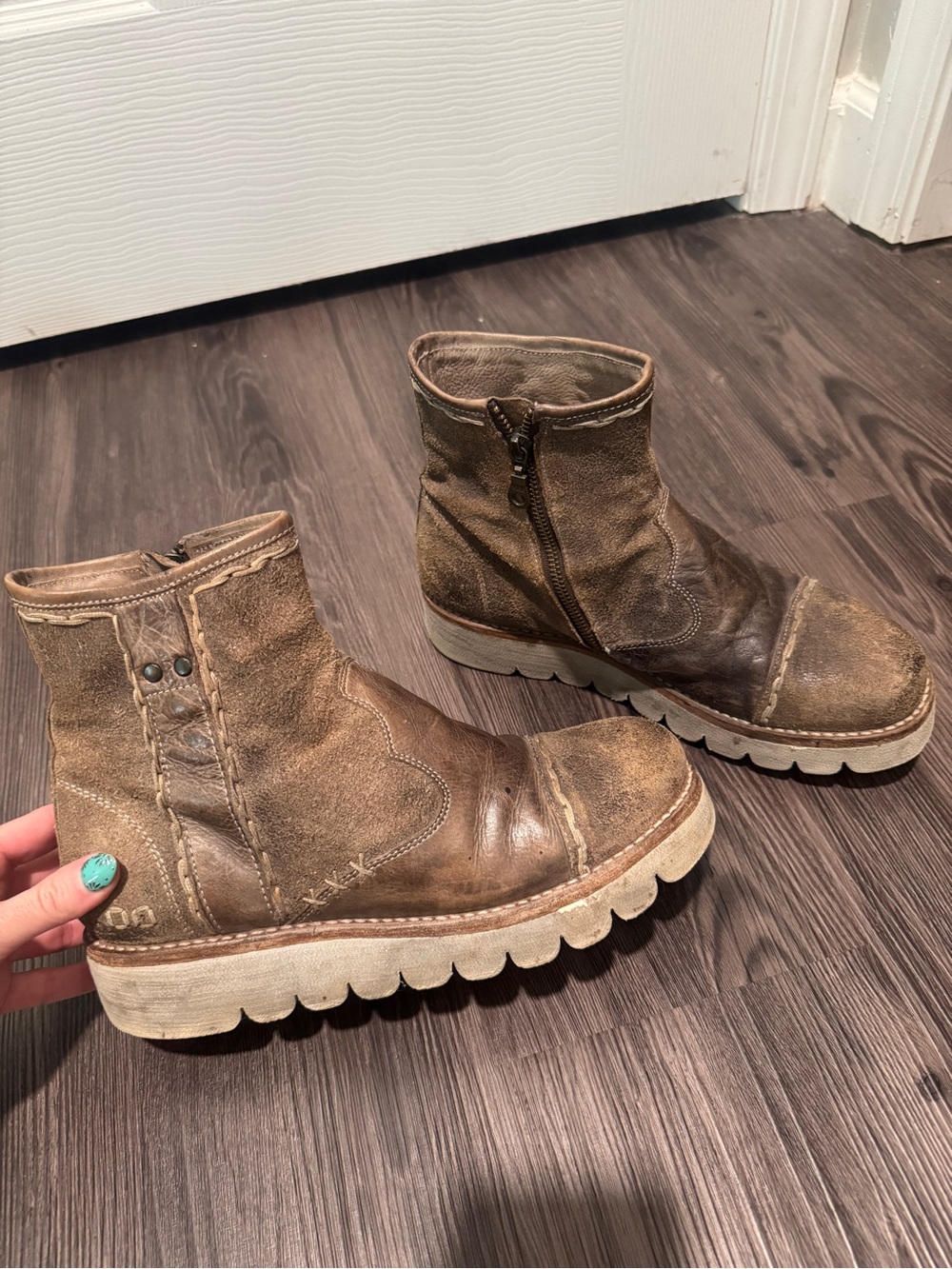 Bed Stu Brown Suede & Leather Ankle Boots